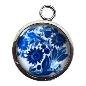 NEW Blue & White Floral Pendant Charm